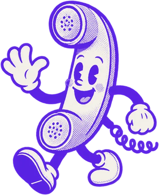 Mascotte De fond en comble : un combiné de téléphone qui fait coucou